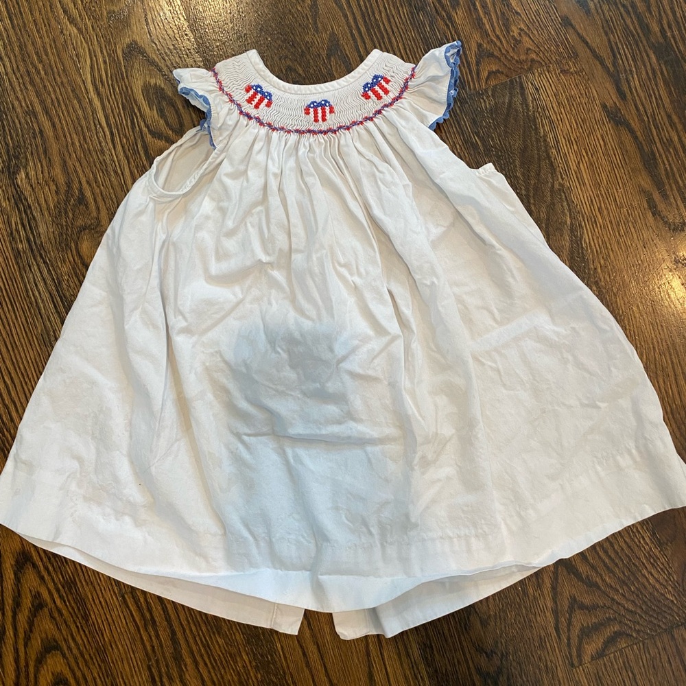 Patriotic Hand Smocked Dress Size 2